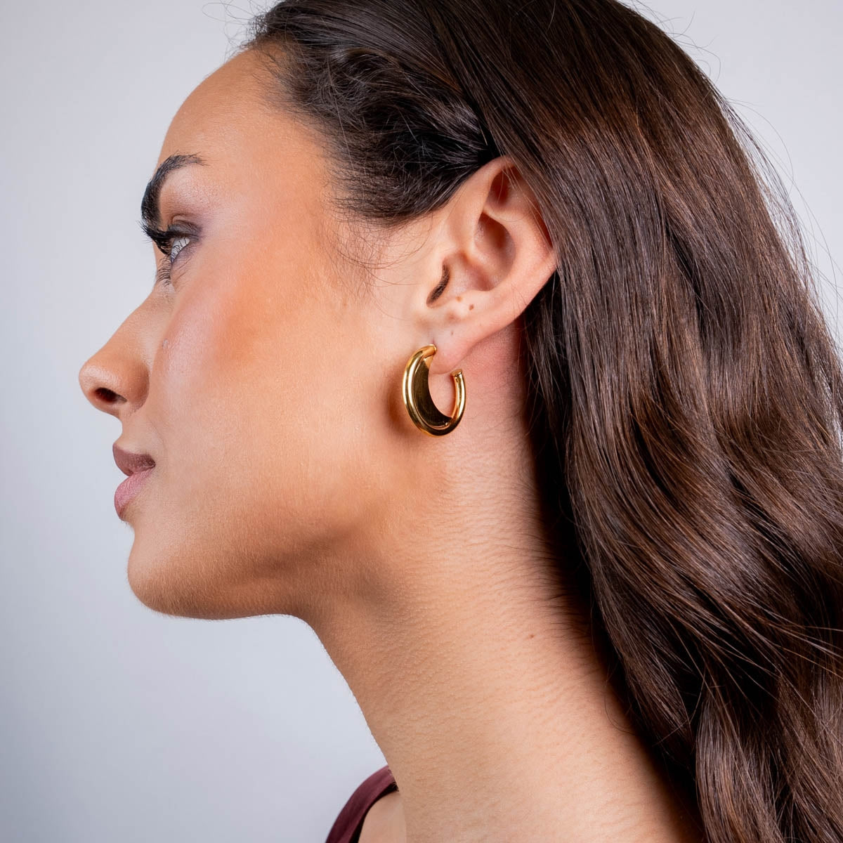 Steel Half Moon Hoop Earrings | Anartxy