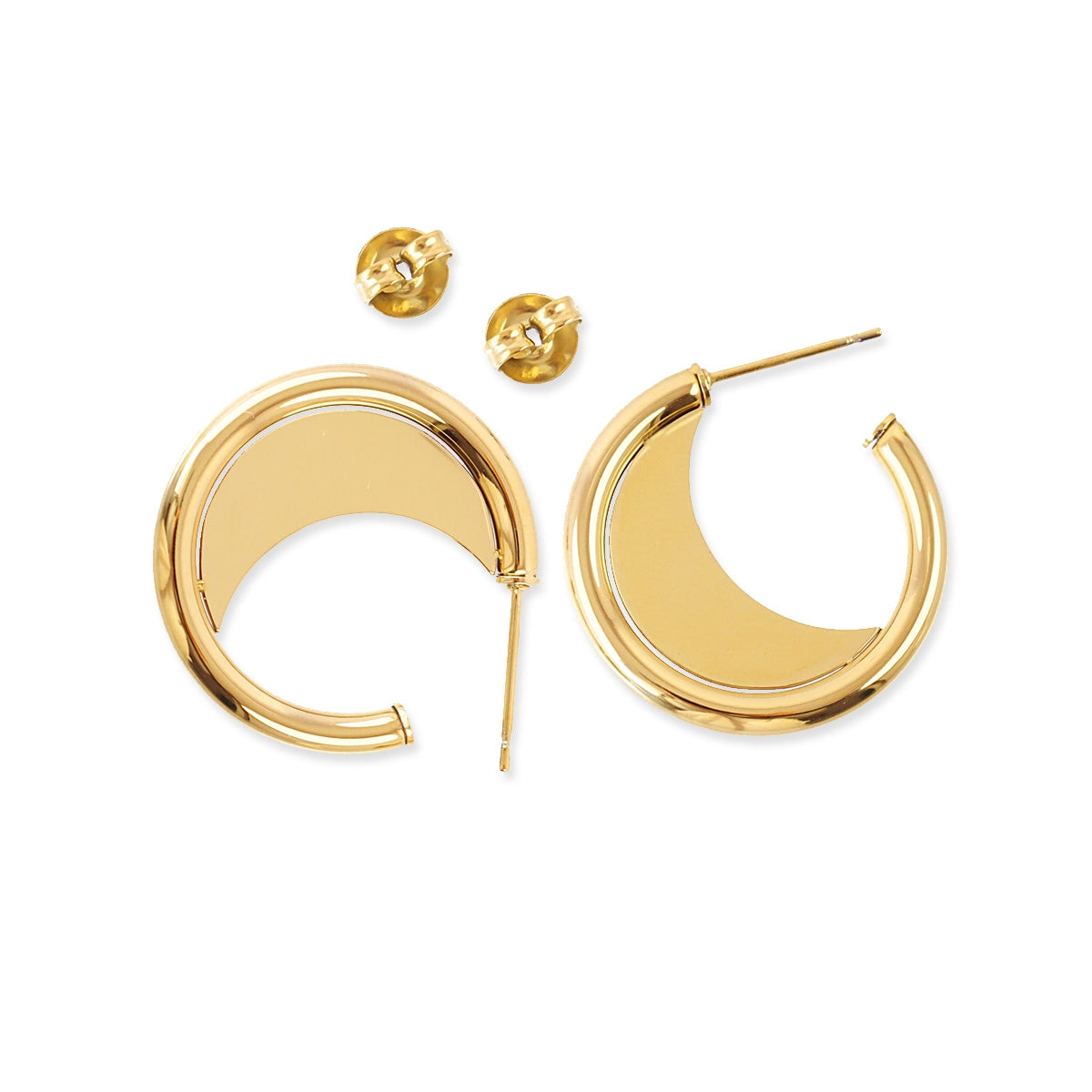 Steel Half Moon Hoop Earrings | Anartxy