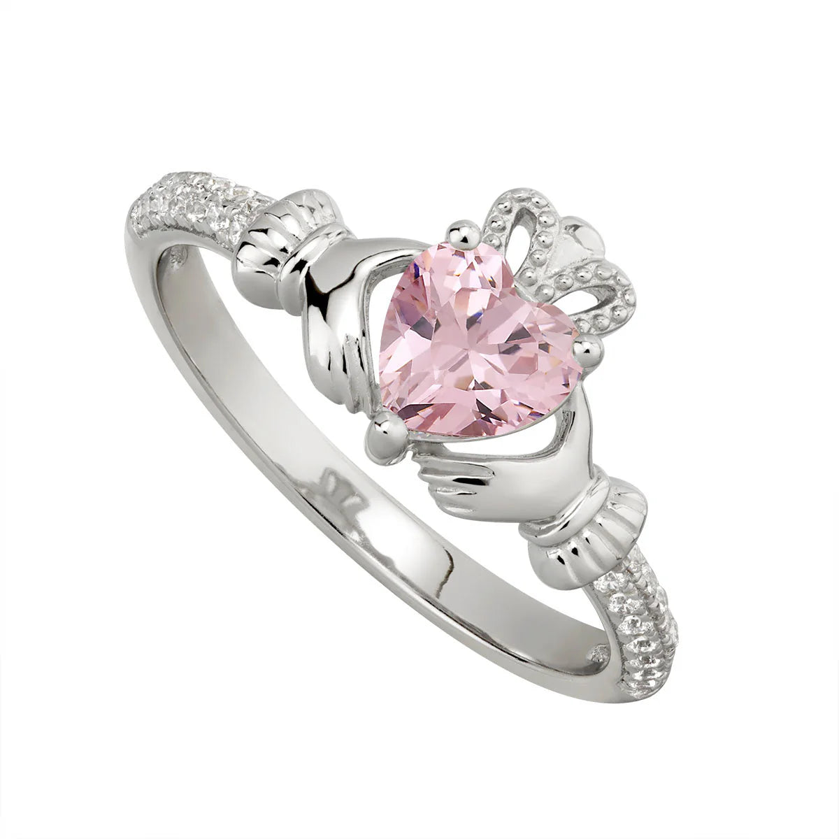 Sterling Silver Rose Claddagh Ring | October Birthstone | Solvar