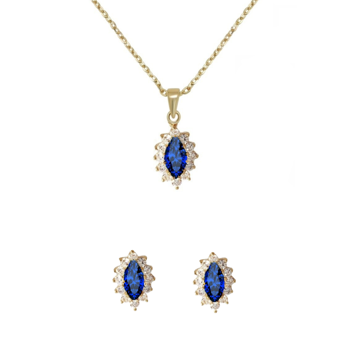 Oval Cluster Earrings & Necklace Set
