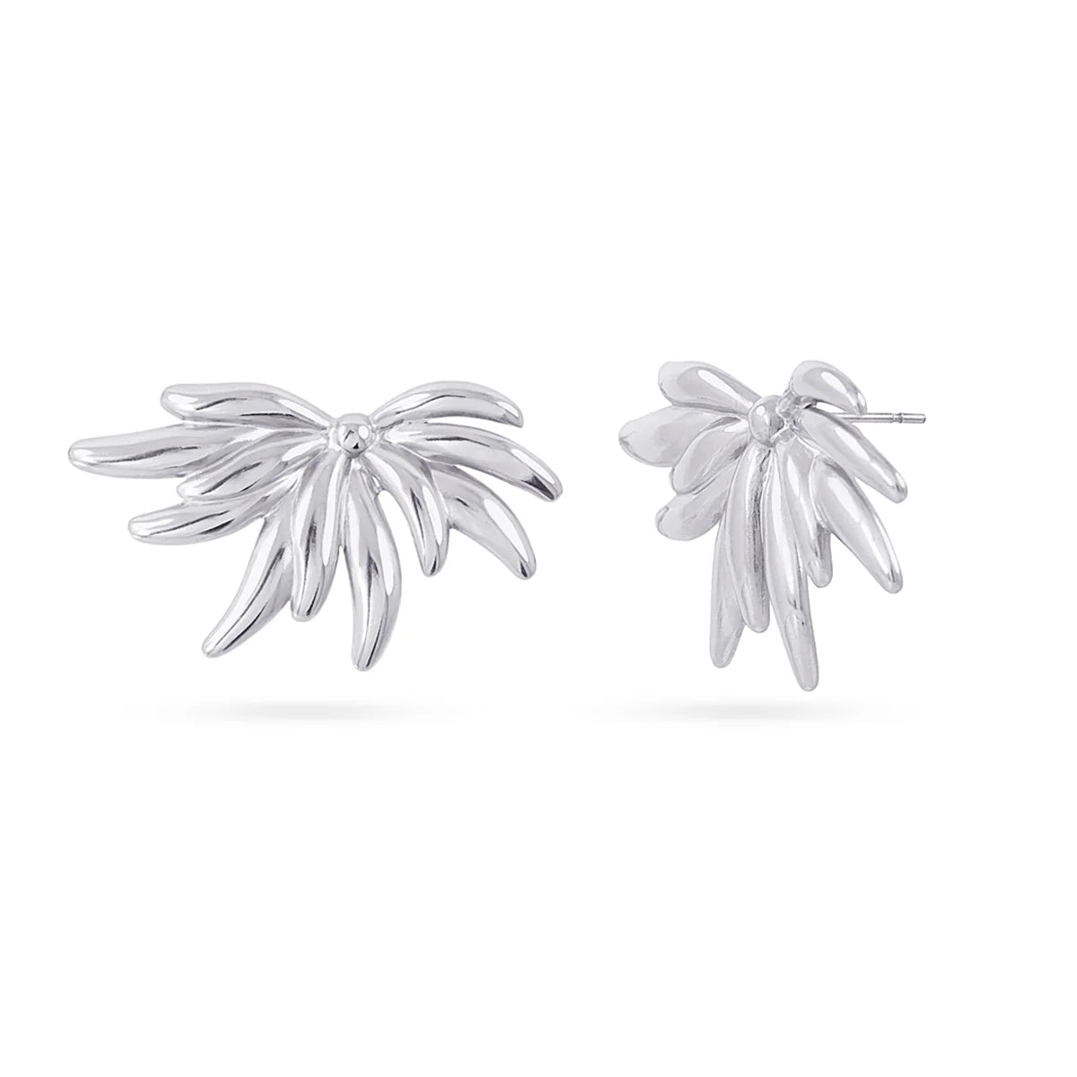Steel Sunburst Stud Earrings | Anartxy
