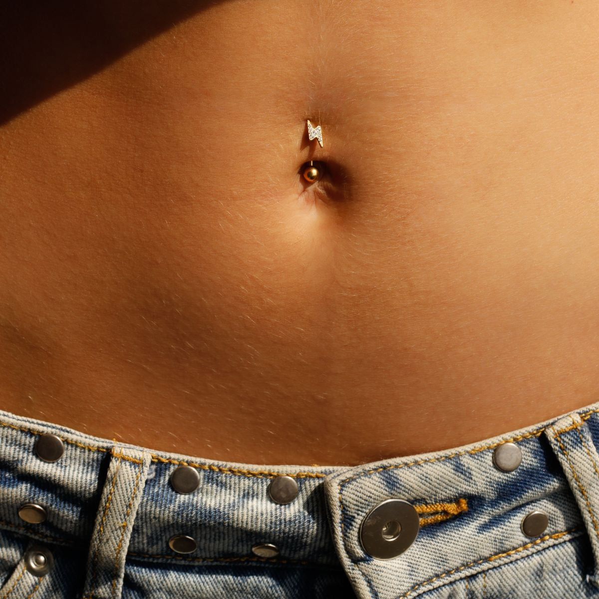 Steel Lightning Bolt Ball Back Belly Button Piercing | Anartxy