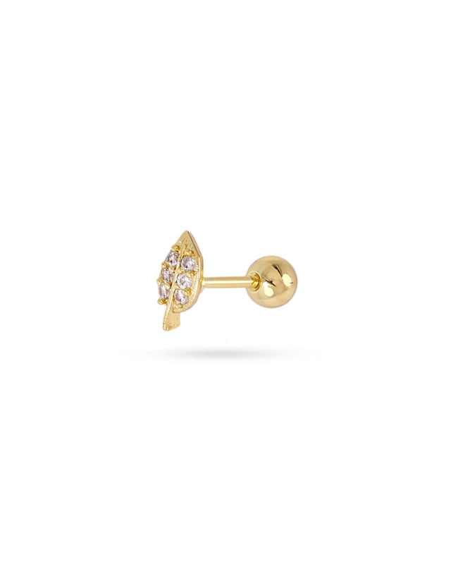 Steel Leaf Ball Back Single Stud Earring | Anartxy