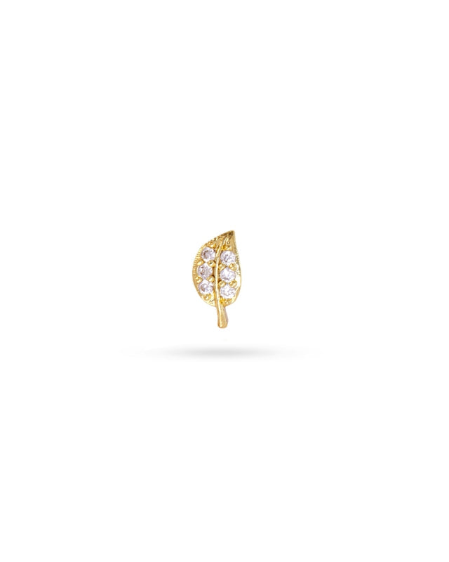 Steel Leaf Ball Back Single Stud Earring | Anartxy