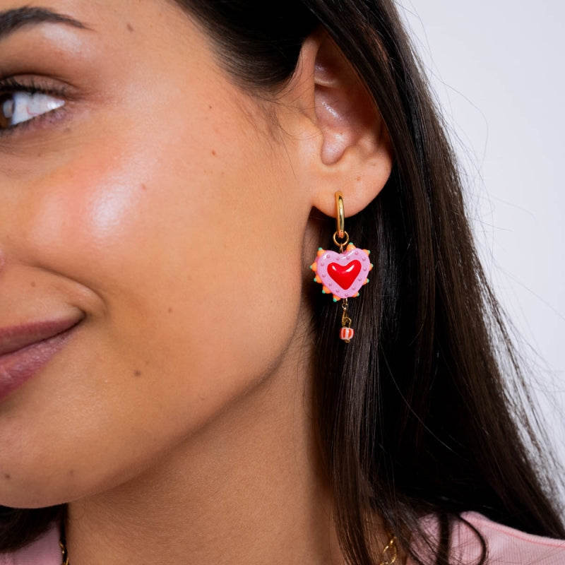 Steel Mosaic Heart Hoop Earrings | Anartxy
