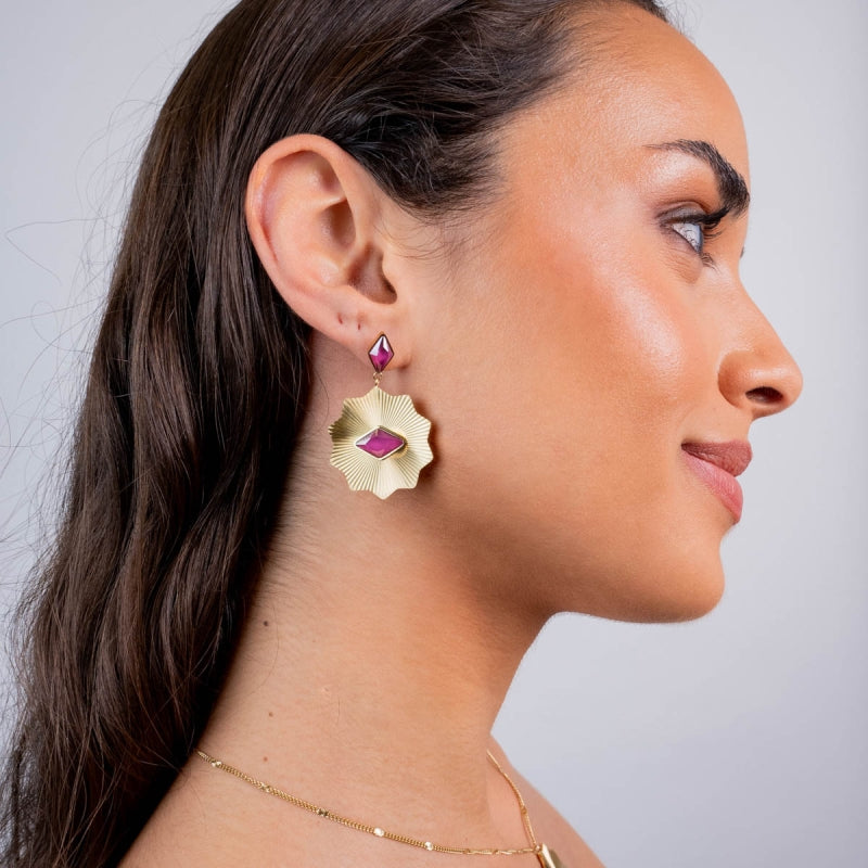 Steel Prisma Dangle Stud Earrings | Anartxy
