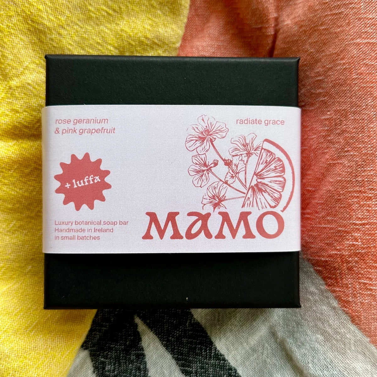 Rose Geranium & Pink Grapefruit Luffa Soap | Radiate Grace | Mamo