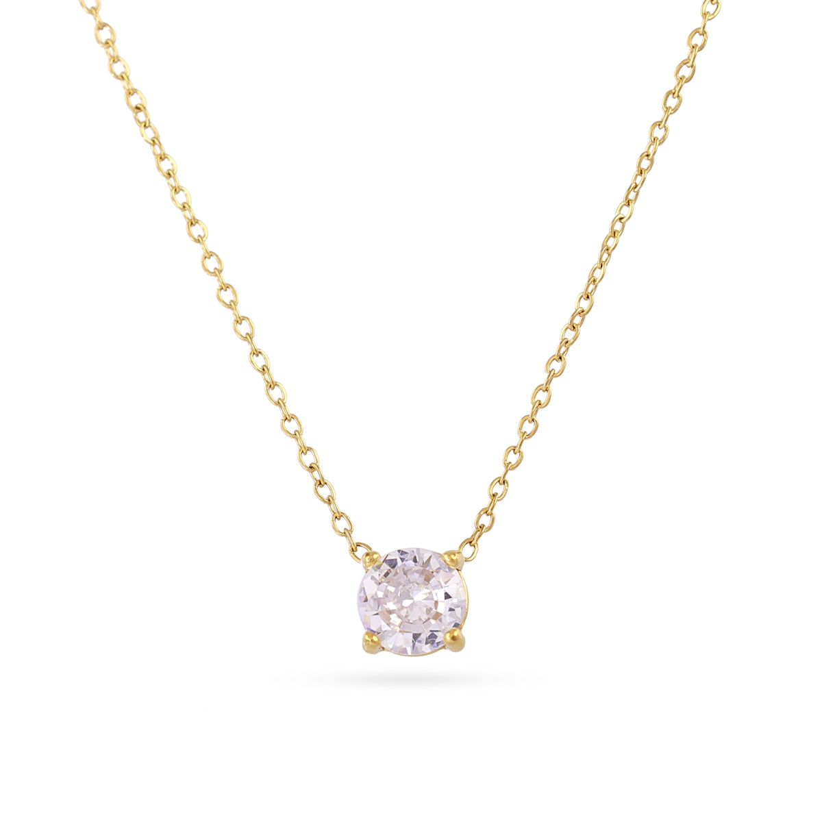 Steel Dainty Round Stone Necklace | Anartxy