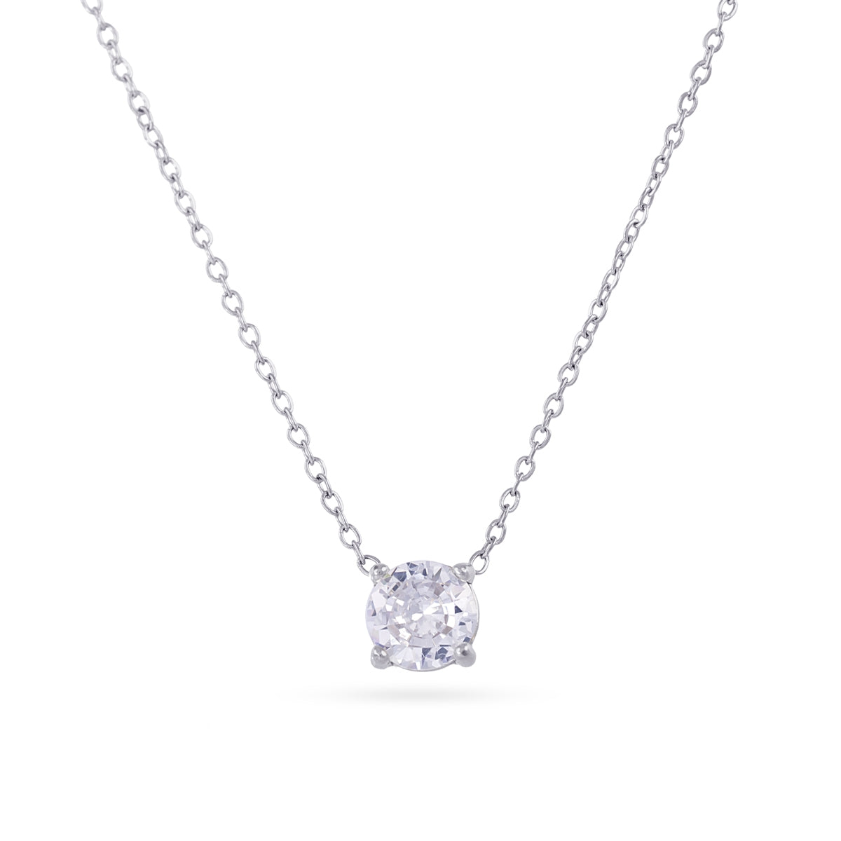 Steel Dainty Round Stone Necklace | Anartxy