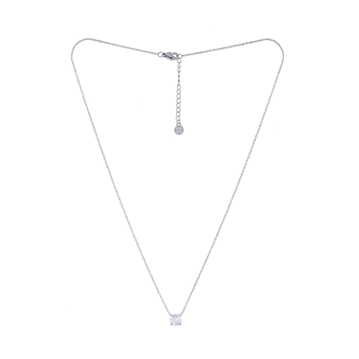 Steel Dainty Round Stone Necklace | Anartxy