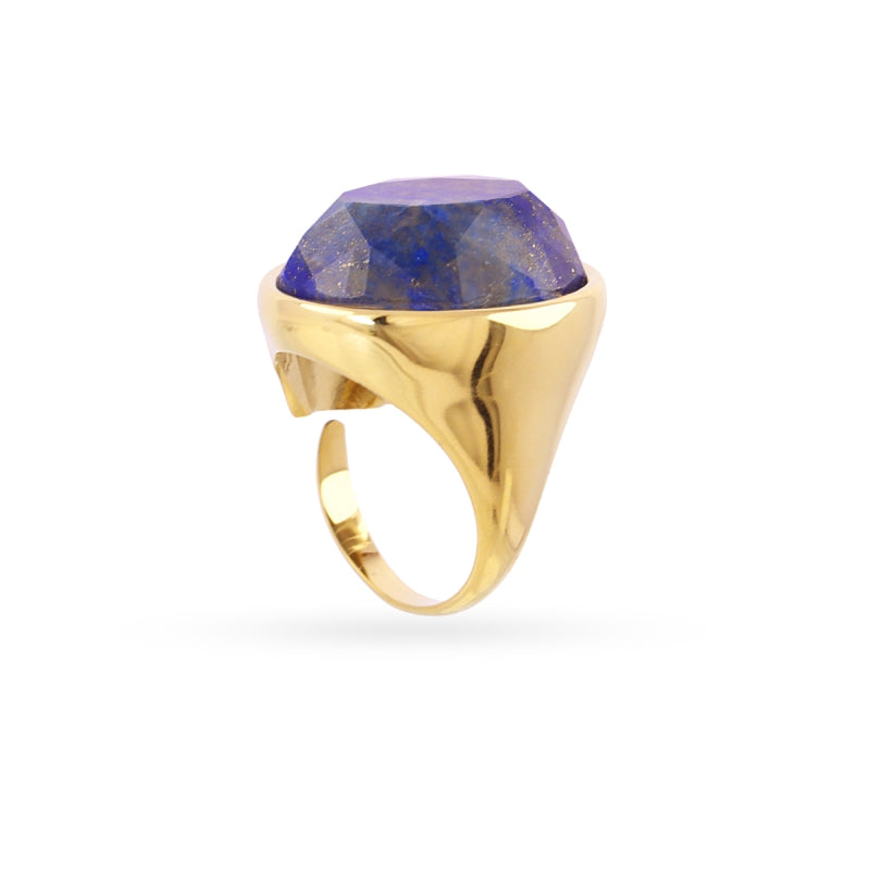 Steel Large Oval Natural Stone Ring | Anartxy