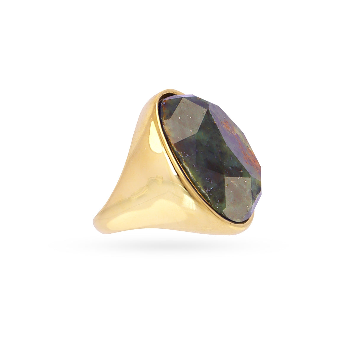 Steel Large Oval Natural Stone Ring | Anartxy