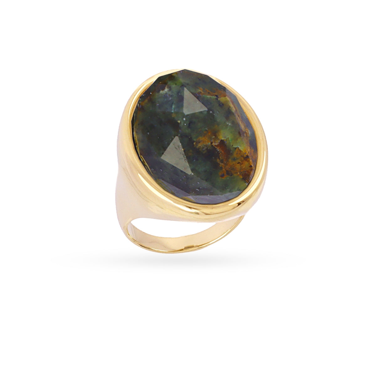 Steel Large Oval Natural Stone Ring | Anartxy