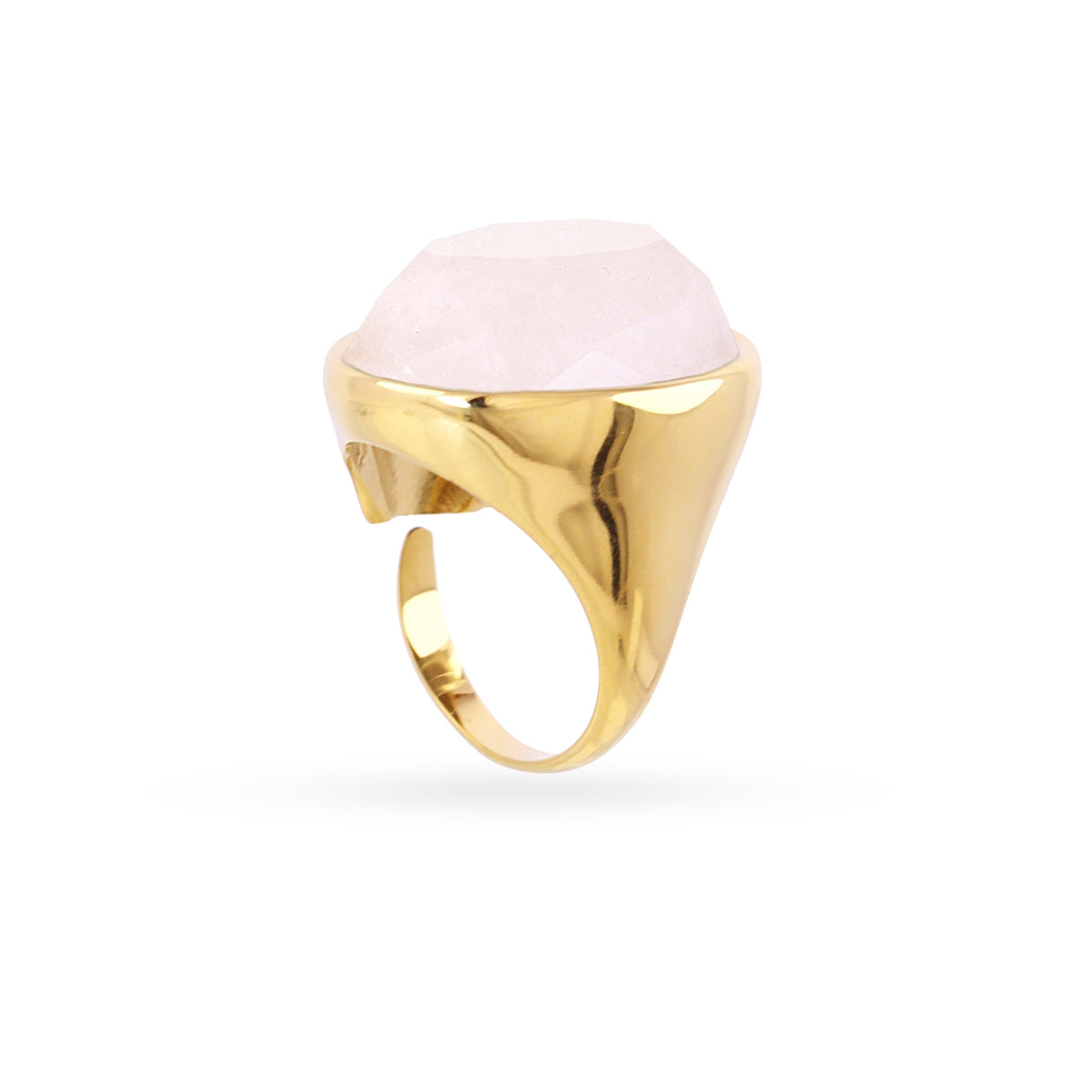 Steel Large Oval Natural Stone Ring | Anartxy