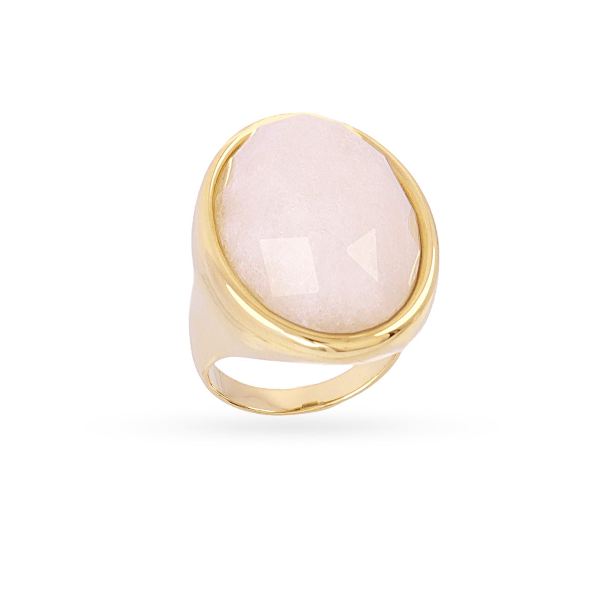 Steel Large Oval Natural Stone Ring | Anartxy