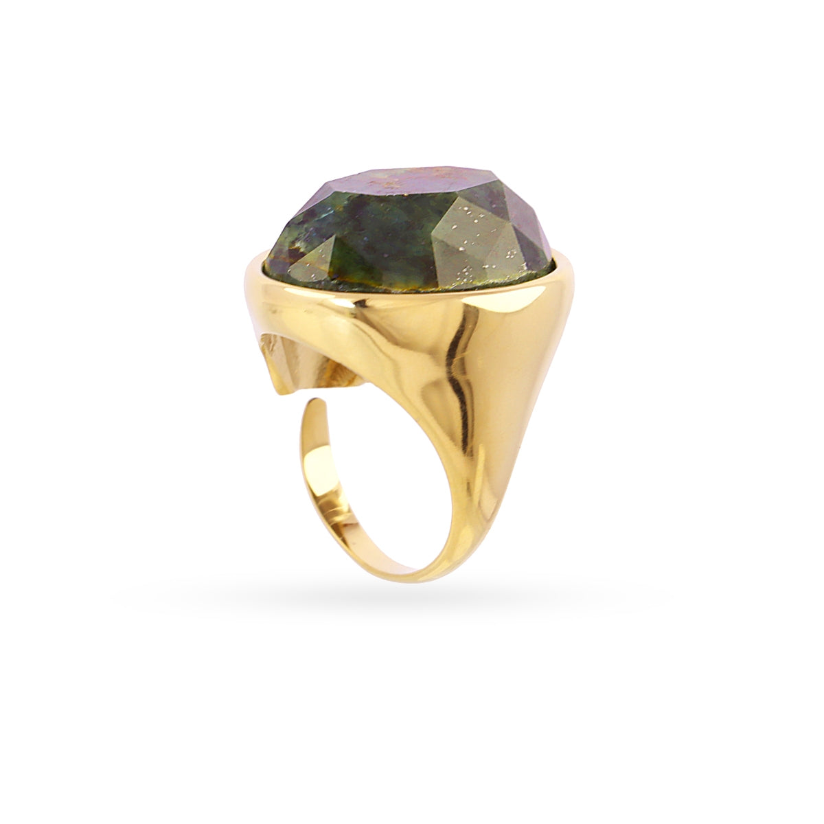 Steel Large Oval Natural Stone Ring | Anartxy
