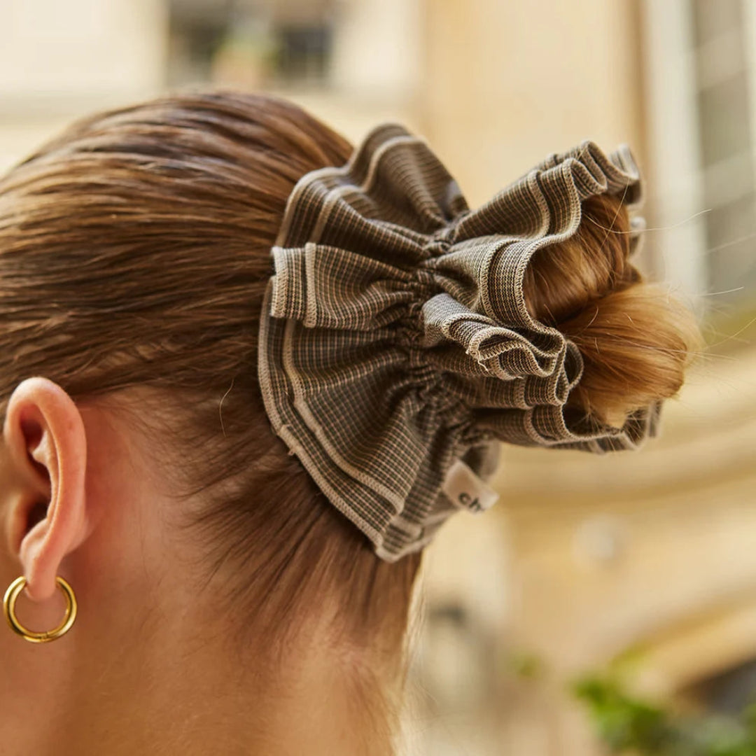 Maxi Hair Scrunchie | Taupe Houndstooth | Chou²