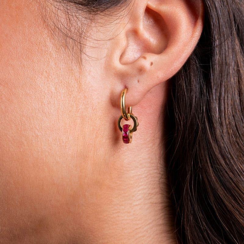 Steel Double Hoop Charm Earrings | Anartxy