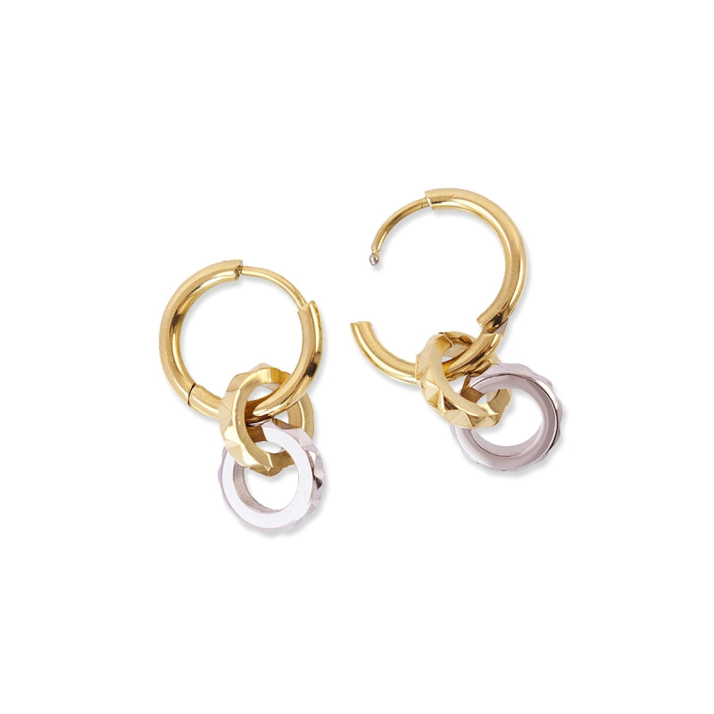 Steel Double Hoop Charm Earrings | Anartxy