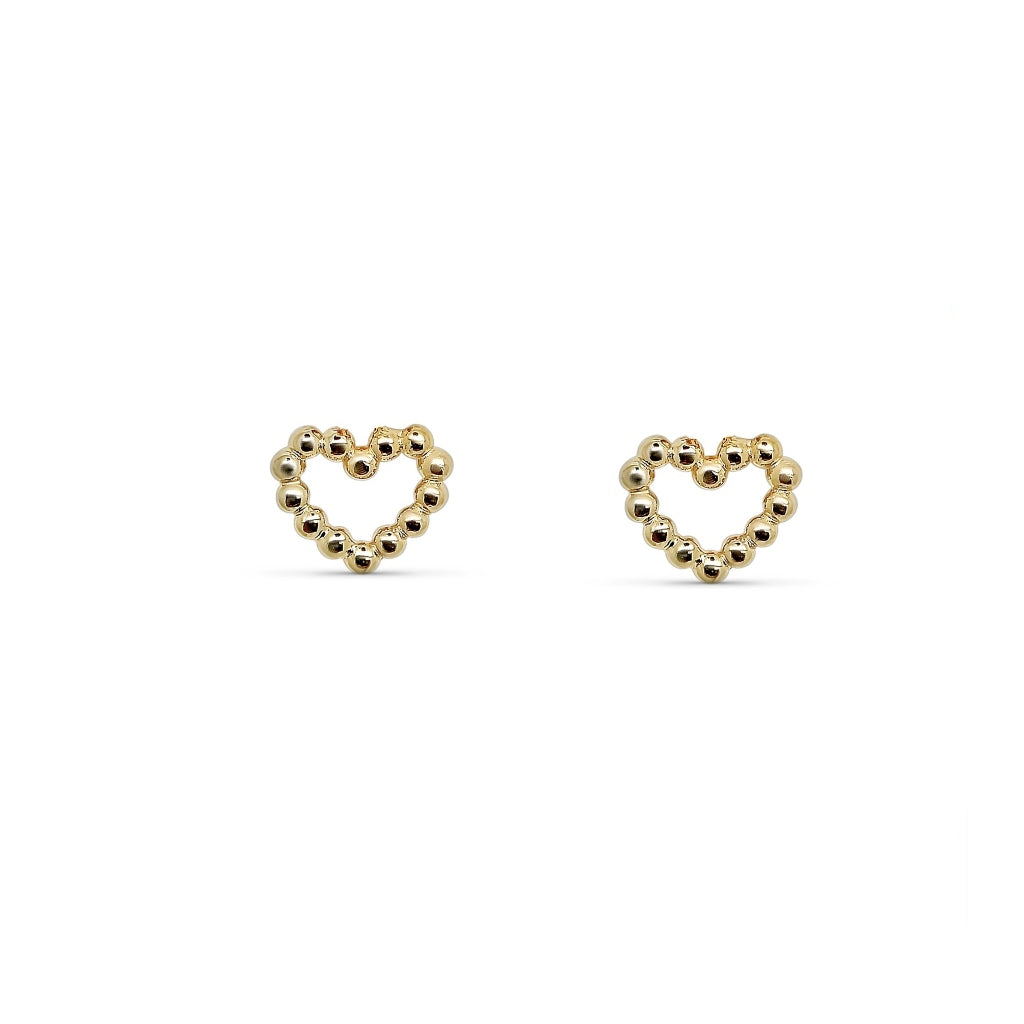 Alba Gold Beaded Loveheart Stud Earrings