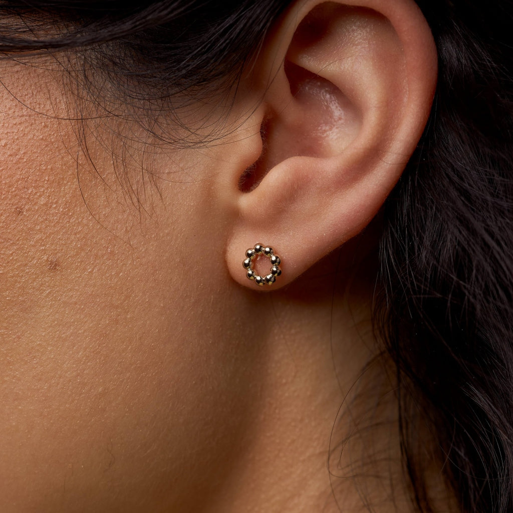 18ct Gold Plated  Beaded Stud Earrings | Albi