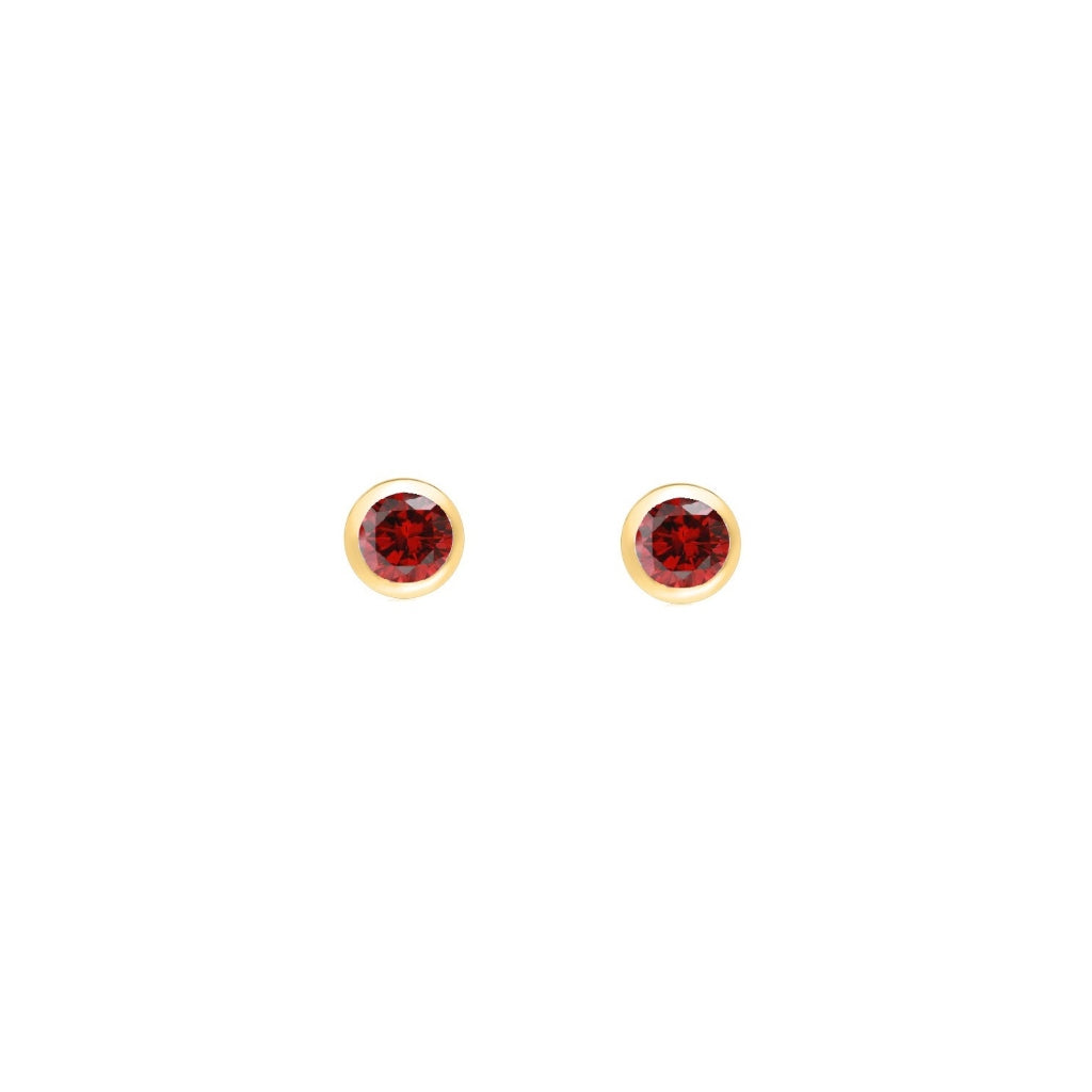 Gold Coloured Stone Stud Earrings Ruby