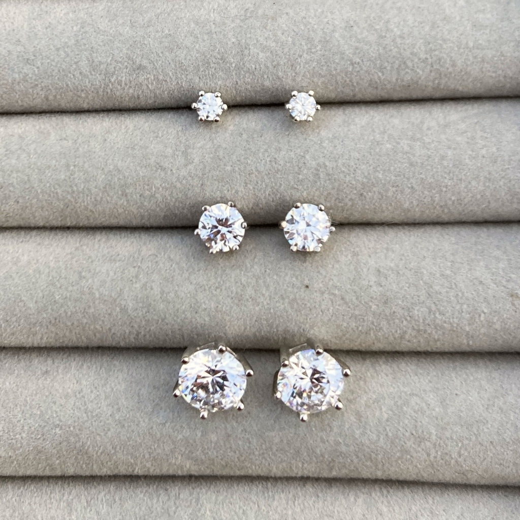 Avize Silver Delicate Crystal Stud Earrings