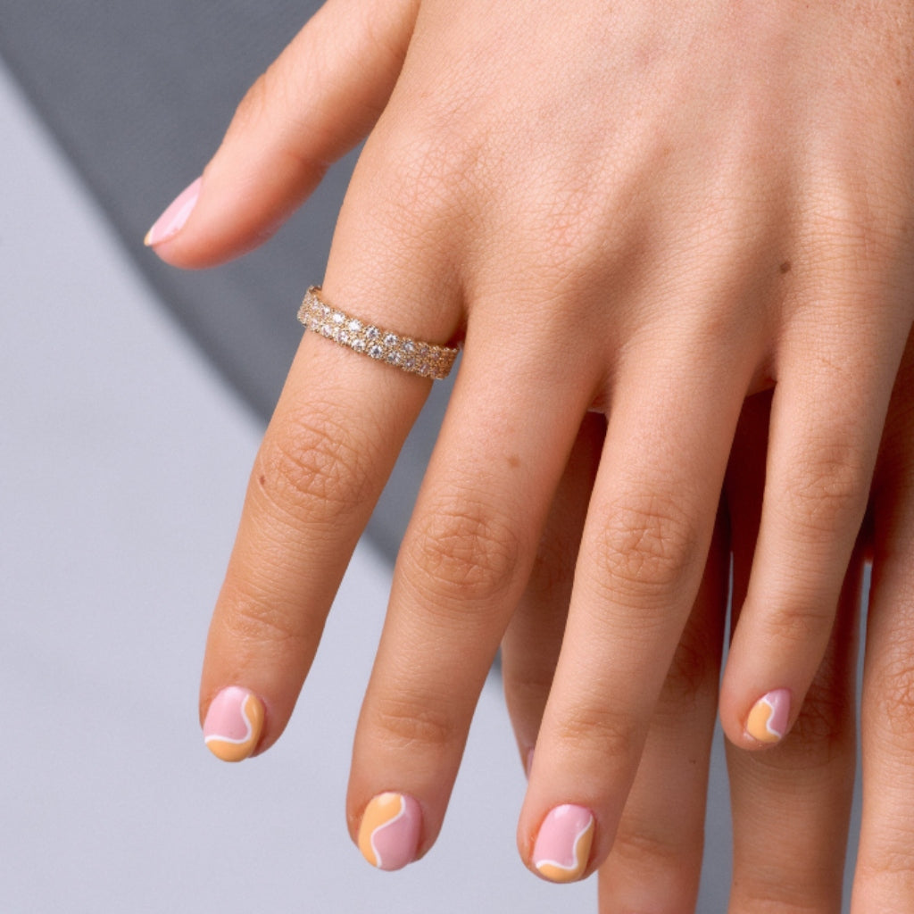 Bermio Gold Delicate Double Eternity Ring