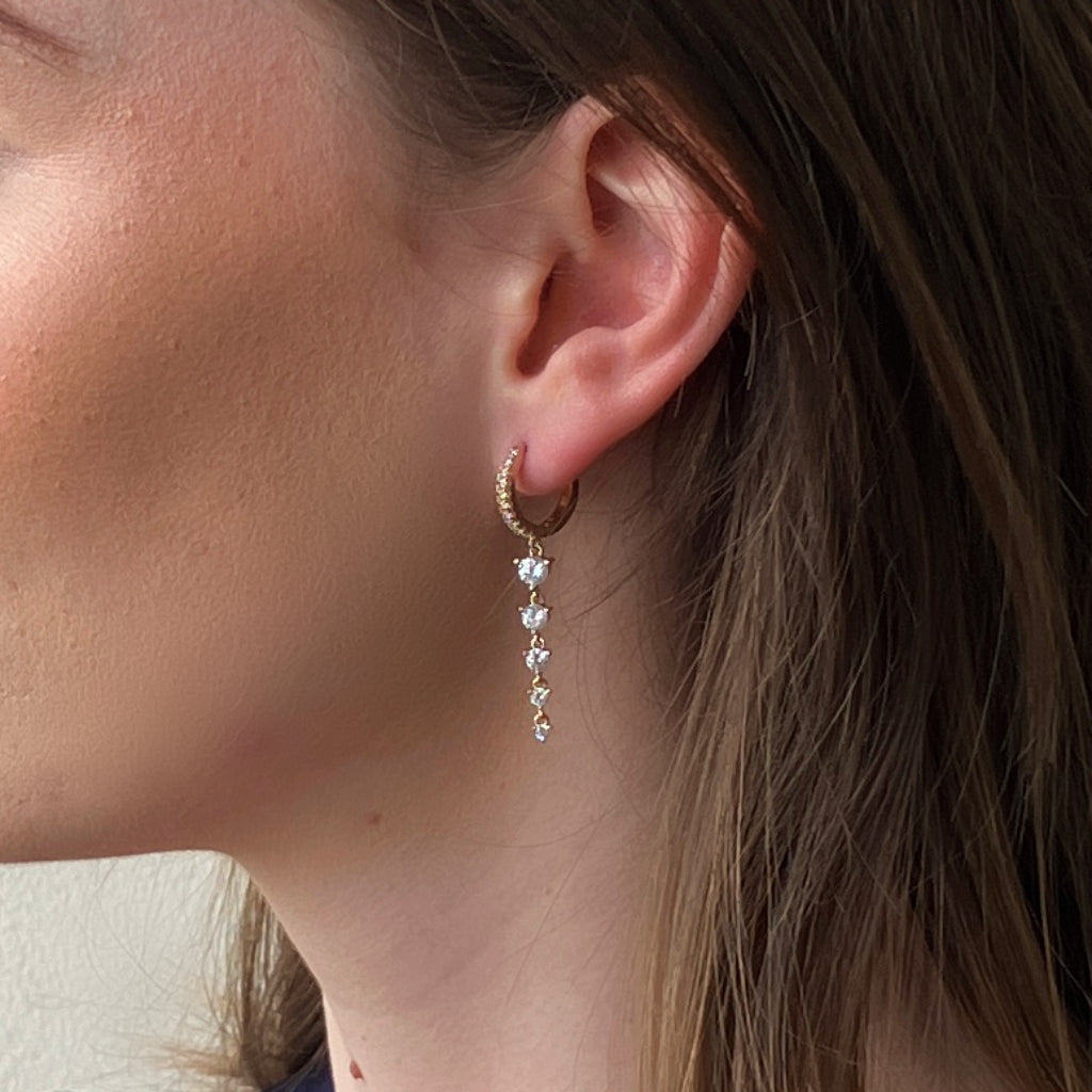 Elora Gold Vine Drop Charm Earrings