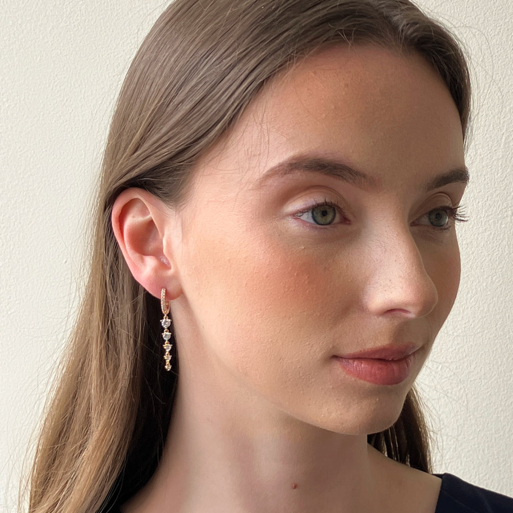 Elora Gold Vine Drop Charm Earrings