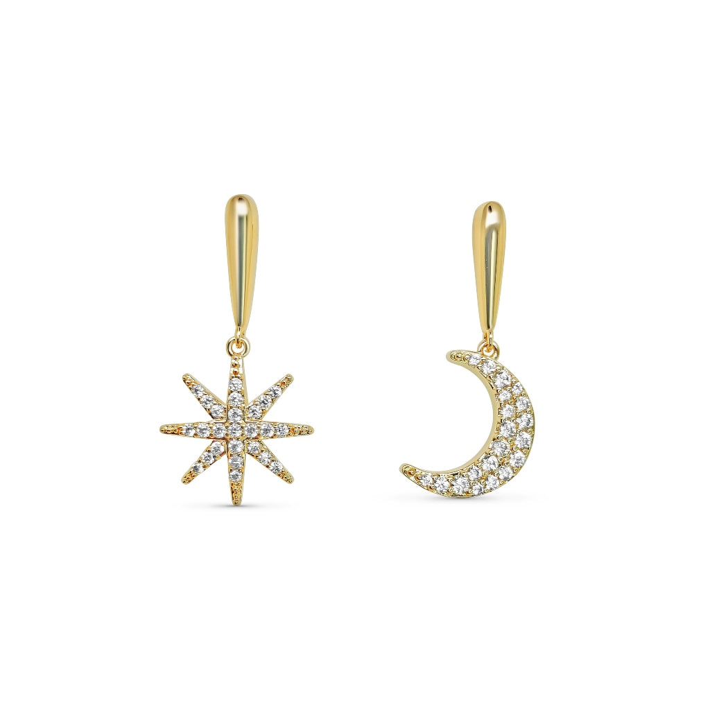 Fortuna Gold Celestial Drop Stud Earrings