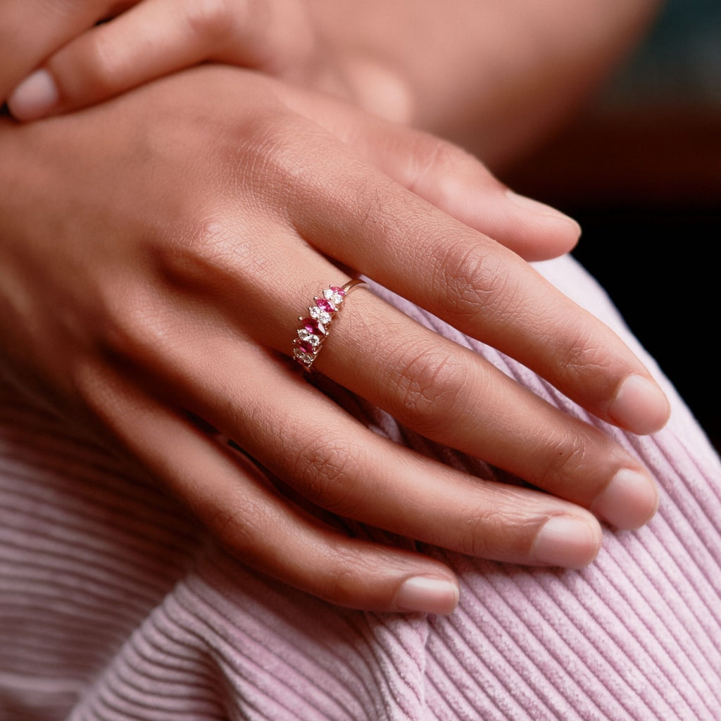 Gold Multistone Ring Pink