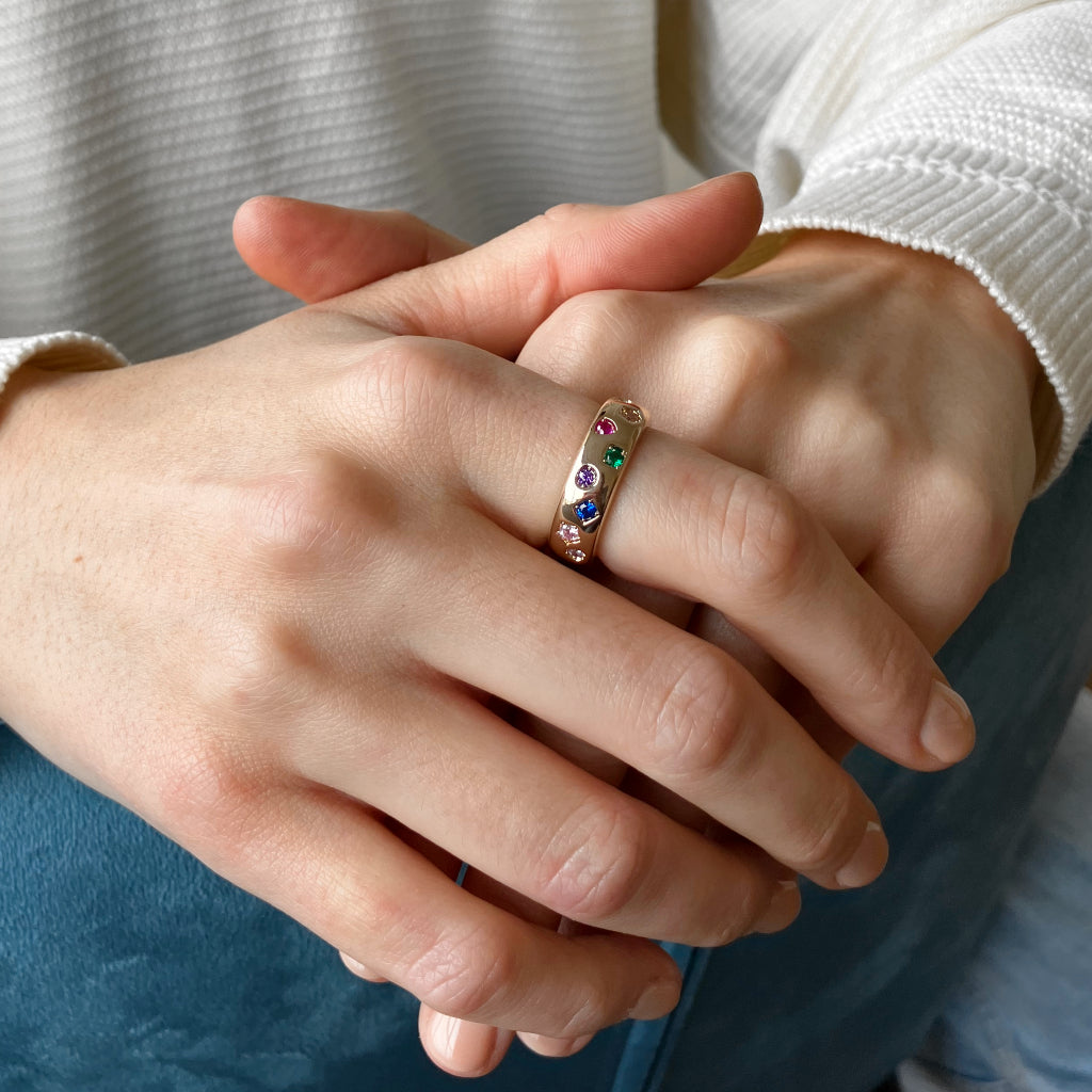 Minane Gold Chunky Multicolour Ring