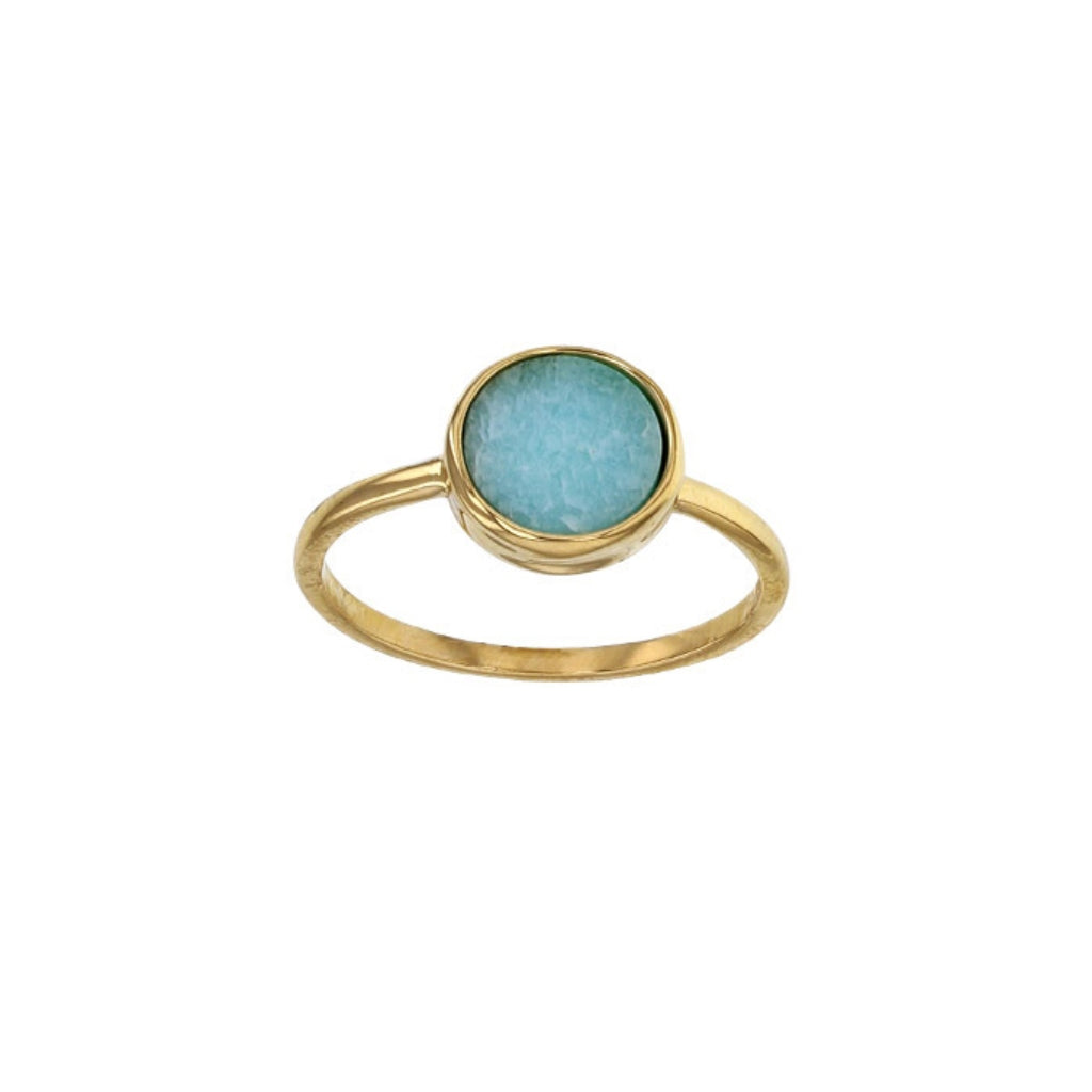 Nea Gold Circle Ring Amazonite