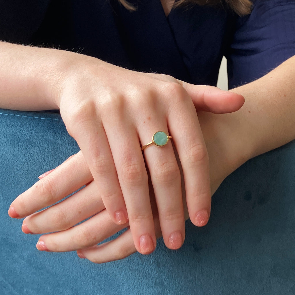 Nea Gold Circle Ring Amazonite